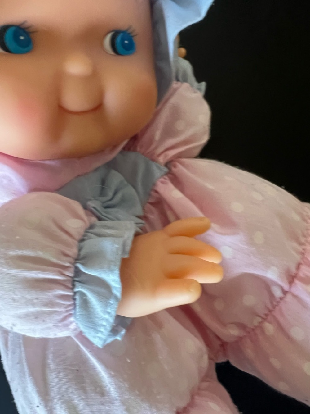 Plush Baby Doll in Soft Pink with Blue Trim - Picture 4 of 7